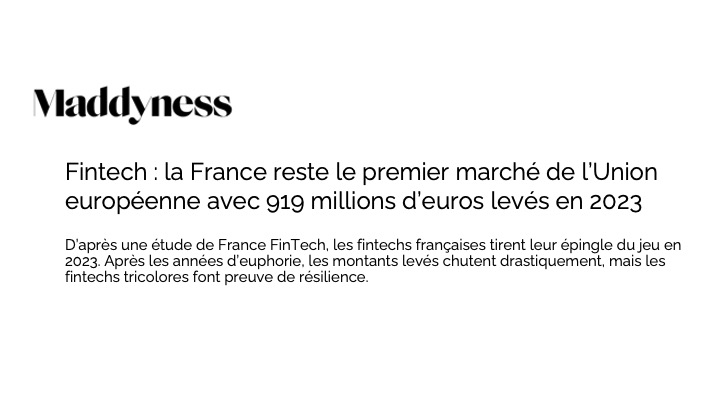 Fintech : la France reste le premier marché de l’Union européenne avec 919 millions d’euros levés en 2023